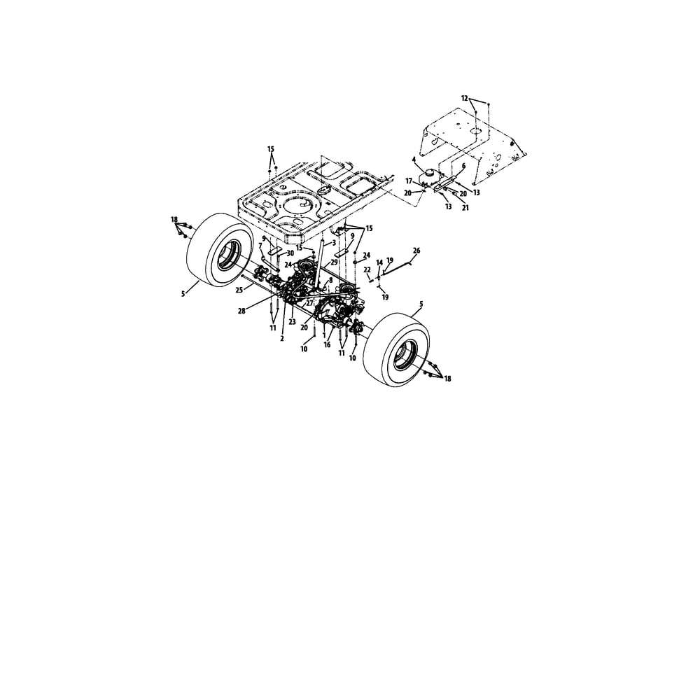 Rear Drive/Wheels, 54" Decks Diagram and Parts List for RZTSERIES  Cub Cadet Lawn Tractor